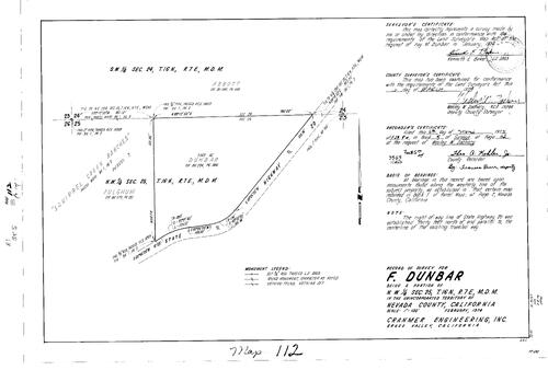 Click to see Record of Survey Book 5, pg. 112 (1974) of Nevada County Recorders Survey Maps Book 5