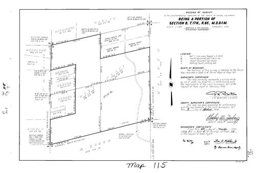 Click to see Record of Survey Book 5, pg. 115 (1974) of Nevada County Recorders Survey Maps Book 5