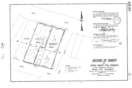 Click to see Record of Survey Book 5, pg. 117 (1974) of Nevada County Recorders Survey Maps Book 5