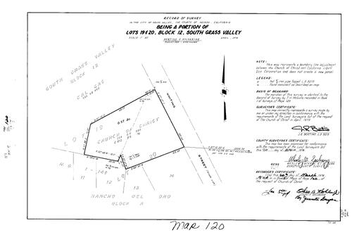 Click to see Record of Survey Book 5, pg. 120 (1974) of Nevada County Recorders Survey Maps Book 5