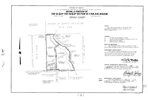 Click to see Record of Survey Book 5, pg. 121 (1974) of Nevada County Recorders Survey Maps Book 5
