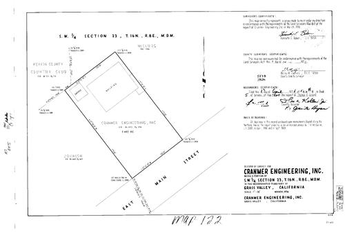 Click to see Record of Survey Book 5, pg. 122 (1974) of Nevada County Recorders Survey Maps Book 5