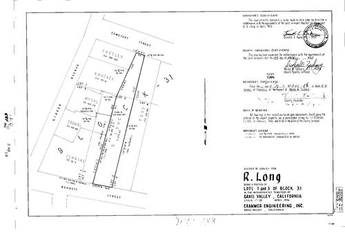 Click to see Record of Survey Book 5, pg. 133 (1974) of Nevada County Recorders Survey Maps Book 5