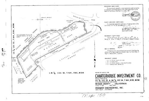 Click to see Record of Survey Book 5, pg. 150 (1974) of Nevada County Recorders Survey Maps Book 5