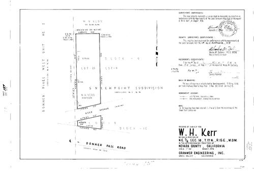 Click to see Record of Survey Book 5, pg. 157 (1974) of Nevada County Recorders Survey Maps Book 5