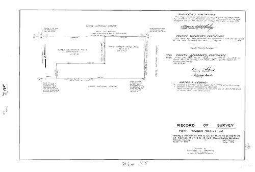 Click to see Record of Survey Book 5, pg. 165 (1974) of Nevada County Recorders Survey Maps Book 5