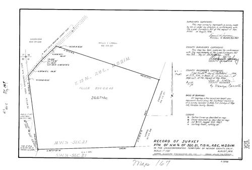 Click to see Record of Survey Book 5, pg. 167 (1974) of Nevada County Recorders Survey Maps Book 5