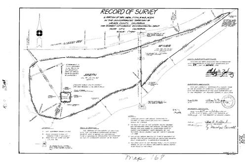 Click to see Record of Survey Book 5, pg. 168 (1974) of Nevada County Recorders Survey Maps Book 5