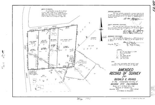 Click to see Record of Survey Book 5, pg. 171 (1974) of Nevada County Recorders Survey Maps Book 5