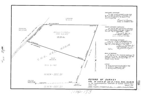 Click to see Record of Survey Book 5, pg. 173 (1974) of Nevada County Recorders Survey Maps Book 5