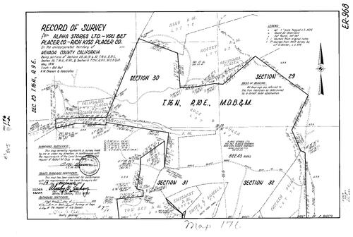 Click to see Record of Survey Book 5, pg. 176 (1974) of Nevada County Recorders Survey Maps Book 5
