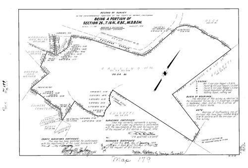 Click to see Record of Survey Book 5, pg. 179 (1975) of Nevada County Recorders Survey Maps Book 5