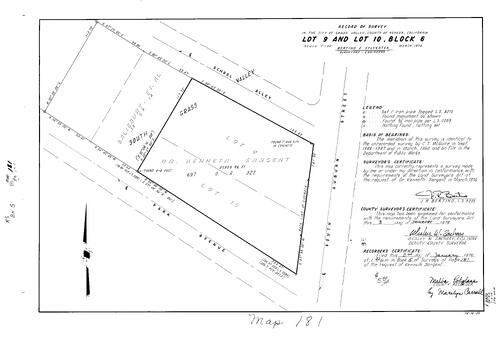Click to see Record of Survey Book 5, pg. 181 (1975) of Nevada County Recorders Survey Maps Book 5