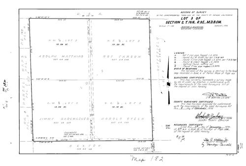 Click to see Record of Survey Book 5, pg. 182 (1975) of Nevada County Recorders Survey Maps Book 5