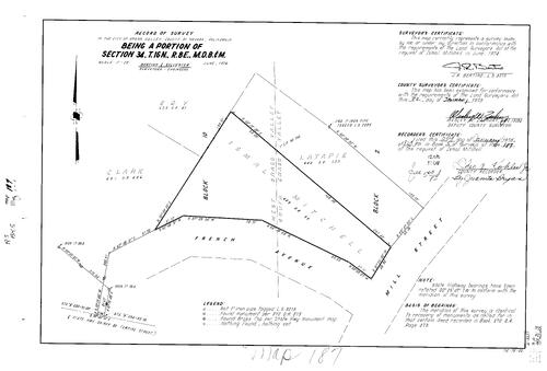 Click to see Record of Survey Book 5, pg. 187 (1975) of Nevada County Recorders Survey Maps Book 5