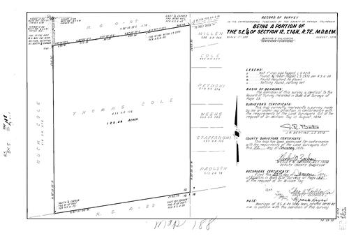 Click to see Record of Survey Book 5, pg. 188 (1975) of Nevada County Recorders Survey Maps Book 5