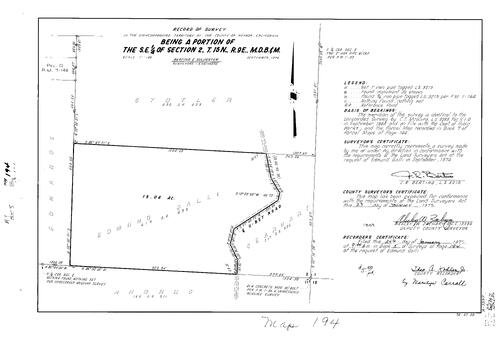 Click to see Record of Survey Book 5, pg. 194 (1975) of Nevada County Recorders Survey Maps Book 5