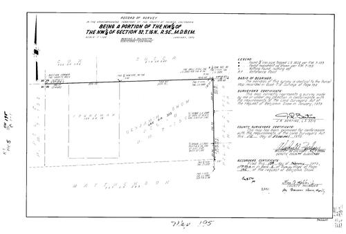 Click to see Record of Survey Book 5, pg. 195 (1975) of Nevada County Recorders Survey Maps Book 5