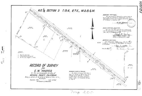 Click to see Record of Survey Book 5, pg. 200 (1975) of Nevada County Recorders Survey Maps Book 5