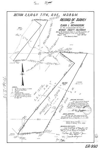Click to see Record of Survey Book 5, pg. 205 (1975) of Nevada County Recorders Survey Maps Book 5