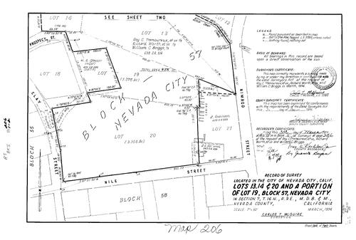Click to see Record of Survey Book 5, pg. 206 (1975) of Nevada County Recorders Survey Maps Book 5