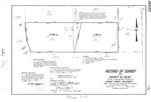 Click to see Record of Survey Book 5, pg. 210 (1975) of Nevada County Recorders Survey Maps Book 5