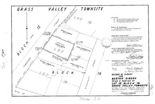 Click to see Record of Survey Book 5, pg. 211 (1975) of Nevada County Recorders Survey Maps Book 5