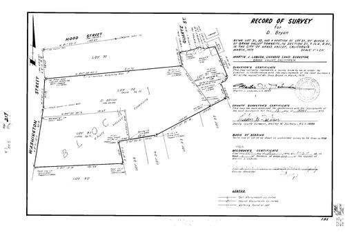 Click to see Record of Survey Book 5, pg. 217 (1975) of Nevada County Recorders Survey Maps Book 5
