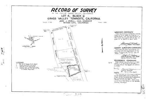 Click to see Record of Survey Book 5, pg. 219 (1975) of Nevada County Recorders Survey Maps Book 5