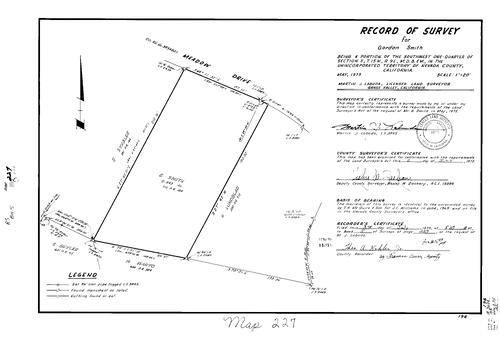 Click to see Record of Survey Book 5, pg. 227 (1975) of Nevada County Recorders Survey Maps Book 5