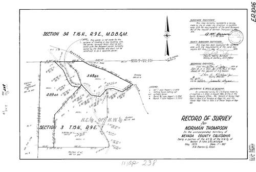 Click to see Record of Survey Book 5, pg. 238 (1975) of Nevada County Recorders Survey Maps Book 5