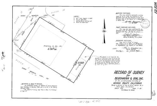 Click to see Record of Survey Book 5, pg. 240 (1975) of Nevada County Recorders Survey Maps Book 5