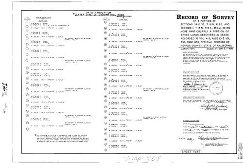 Click to see Record of Survey Book 5, pg. 258 (1975) of Nevada County Recorders Survey Maps Book 5