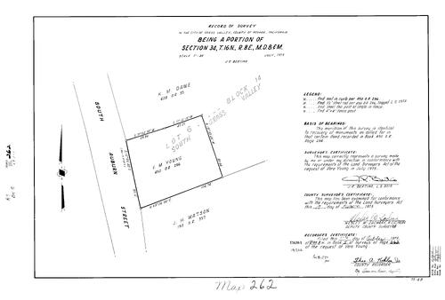 Click to see Record of Survey Book 5, pg. 262 (1975) of Nevada County Recorders Survey Maps Book 5