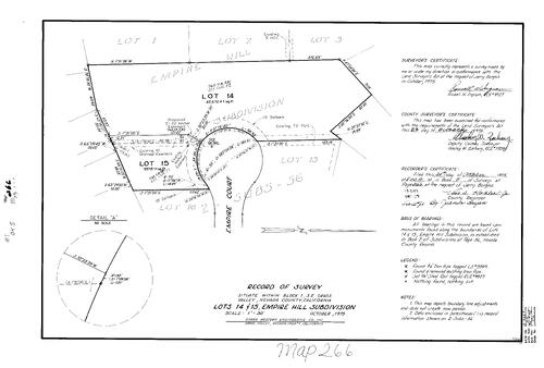 Click to see Record of Survey Book 5, pg. 266 (1975) of Nevada County Recorders Survey Maps Book 5