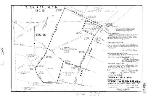 Click to see Record of Survey Book 5, pg. 284 (1975) of Nevada County Recorders Survey Maps Book 5