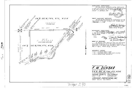 Click to see Record of Survey Book 5, pg. 290 (1976) of Nevada County Recorders Survey Maps Book 5