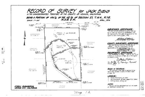 Click to see Record of Survey Book 6, pg. 12 (1976) of Nevada County Recorders Survey Maps Book 6