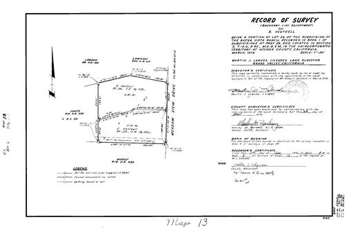 Click to see Record of Survey Book 6, pg. 13 (1976) of Nevada County Recorders Survey Maps Book 6