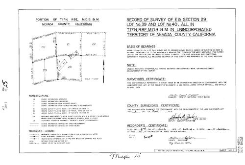 Click to see Record of Survey Book 6, pg. 15 (1976) of Nevada County Recorders Survey Maps Book 6