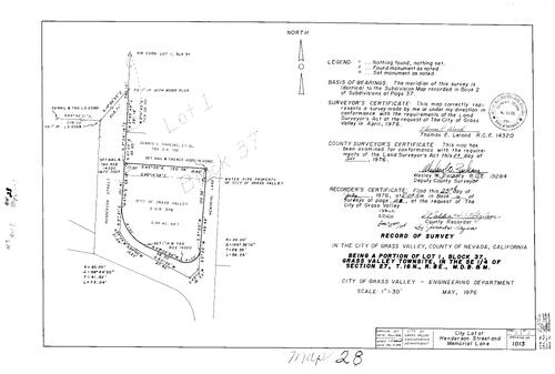 Click to see Record of Survey Book 6, pg. 28 (1976) of Nevada County Recorders Survey Maps Book 6