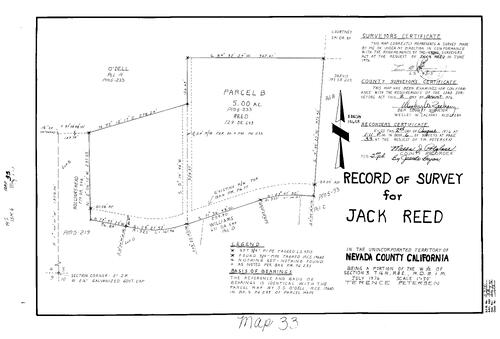 Click to see Record of Survey Book 6, pg. 33 (1976) of Nevada County Recorders Survey Maps Book 6