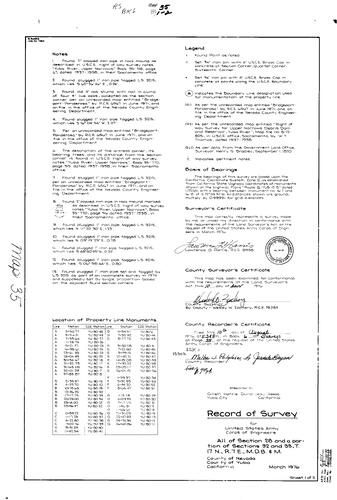 Click to see Record of Survey Book 6, pg. 35 (1976) of Nevada County Recorders Survey Maps Book 6