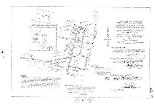 Click to see Record of Survey Book 6, pg. 41 (1976) of Nevada County Recorders Survey Maps Book 6