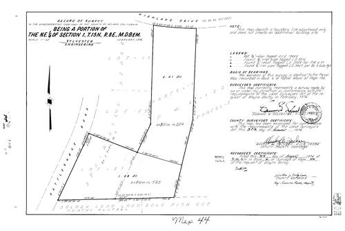 Click to see Record of Survey Book 6, pg. 44 (1976) of Nevada County Recorders Survey Maps Book 6