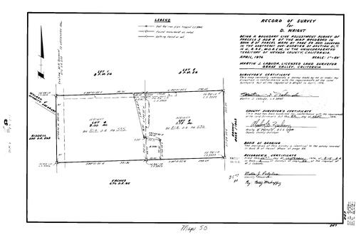 Click to see Record of Survey Book 6, pg. 50 (1976) of Nevada County Recorders Survey Maps Book 6