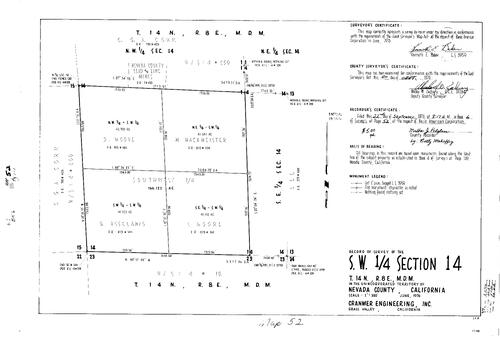 Click to see Record of Survey Book 6, pg. 52 (1976) of Nevada County Recorders Survey Maps Book 6