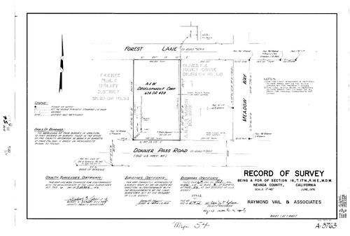 Click to see Record of Survey Book 6, pg. 54 (1976) of Nevada County Recorders Survey Maps Book 6