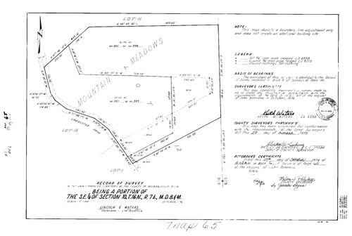 Click to see Record of Survey Book 6, pg. 65 (1976) of Nevada County Recorders Survey Maps Book 6
