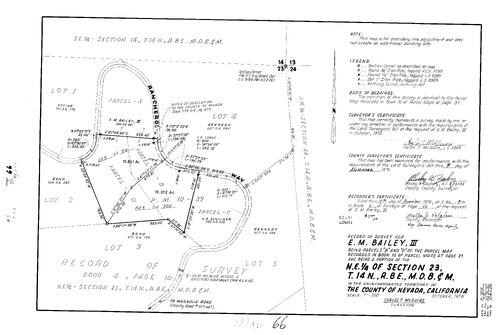 Click to see Record of Survey Book 6, pg. 66 (1976) of Nevada County Recorders Survey Maps Book 6